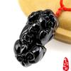 Suministro de joyería colgante de obsidiana cadena de dinero colgante de moda genial negro estilo pareja colgante de obsidiana