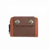 Cartera corta para hombre, acabado mate retro, con doble cierre de broche y cremallera, con múltiples ranuras para tarjetas, adecuada para estudiantes y uso de negocios, tarjetero todo en uno