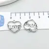 1 pingente de liga de prata antiga série letras amor asas pingente DIY pulseira colar acessórios