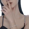 S2041 Pulsera de Cadena Texturizada Minimalista Estilo Coreano Combinable Plata Esterlina S925 Oro Blanco Hecha a Mano Laminada para Mujer
