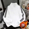 Sudadera con capucha de tres barras cruzadas estilo americano, cuello alto, para hombre, Otoño/Invierno 2026, marca nueva y moderna, cárdigan con cremallera, felpa interior, top grueso, para hombre