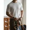 Camiseta Fina de Malha Leve Estilo Japonês, Fio 16, Mistura de Lyocell Tencel e Seda, Manga Curta, para Homens, Nova para o Verão 2026