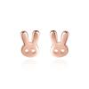 Pendientes sencillos de plata s925, recién llegados, de plata lisa, a la moda, combinables con todo, hechos a mano, con bonitos pendientes de conejo de dibujos animados de Corea.