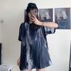 Camiseta Tie-Dye de Manga Curta Feminina Verão 2021 Nova Solta Estilo Coreano ins Fashionável Estilo Harajuku Chic Japonês Estilo Hong Kong Top