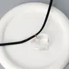 Nuevo Collar Transparente de Vidrio con Colgante de Corazón de Forma Ajustable, Cadena para Clavícula de Temperamento para Mujer
