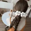 Flor de Lã Vintage Presilha de Banana Presilha de Cabelo Grande Ferramenta de Fixação de Rabo de Cavalo Alto Presilha Elegante para Meio Rabo Presilha Vertical Acessório de Cabelo
