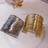 Pulsera Metálica Abierta Transfronteriza Europea y Americana, Pulsera de Alambre Retorcido Exagerada de Gama Alta para Mujer, Venta Directa del Fabricante