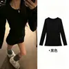 Cuello redondo cálido capa base camiseta térmica base mujer otoño e invierno longitud media blanca cubre el trasero manga larga camiseta top de mujer