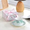 Xícara de Café Retrô Conjunto de Xícara e Pires de Cerâmica para Casa Xícara de Chá com Flores Xícara de Café Lembrança de Casamento para Madrinha