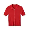 Comércio Exterior Transfronteiriço moda feminina outono 2026 novo estilo europeu e americano moda camisa polo de malha canelada de manga curta 3471034