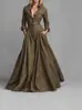 Vestido de otoño e invierno para mujer, estilo europeo y americano, con cuello de camisa, manga larga, de un solo pecho, dobladillo ancho, extra largo, con bolsillos, comercio exterior transfronterizo