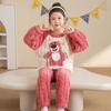 Pijamas de otoño e invierno para niñas, traje de forro polar coral, ropa de franela de dibujos animados para niñas medianas y grandes, ropa de abrigo para el hogar