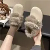 2026 Inverno Novo Estilo Coreano Laço Aumento Interno de Altura Sapatos Peludos Moda Sola Grossa Fechamento em Velcro Forrados com Lã Sapatos de Algodão Pós-Parto