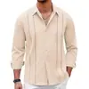 Camisa Floral Tendencia Estilo Europeo y Americano Camisa de Manga Larga Rayada para Hombre Casual Elegante Holgada Top Retro Americano