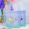 Sirena Bronceada Set Desechable de Vajilla para Fiesta de Cumpleaños Niños Niña Bandeja Decorativa de Papel Vaso de Papel Bolsa de Papel para Servilletas