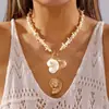 Colar de Estrela do Mar, Concha e Pérola Estilo Oceano Transfronteiriço, Gargantilha Nicho Estilo Férias, Corrente Elegante para Clavícula para Sessão de Fotos na Beira-Mar