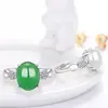 Anel de prata de lei S925 com ágata e calcedônia, moda feminina, anel aberto de alto requinte, joia de jade antigo, atacado