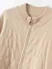 Nuevo cárdigan de cachemira con cremallera 2026, cuello alto para mujer, prenda exterior de punto con patrón de rombos, chaqueta suéter suelta y casual