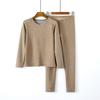 Conjunto de Ropa Interior Térmica para Hombre y Mujer con Lana de Seda y Terciopelo, Protección de Hombro Cepillada de Doble Cara, Ropa y Pantalones de Otoño Calentados