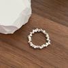 Anillo de perla de plata de nicho simple de estilo coreano para mujer, moda, personalidad, temperamento, todo a juego, anillo de cuerda elástica de alta calidad