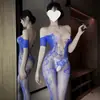 Lencería Sexy Tallas Grandes Shuang'er, Body Transparente Hueco Tentación Apasionada con Abertura en la Entrepierna, Medias de una Sola Pieza, Ropa de Dormir sin Quitar