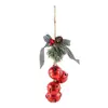 Colgante de campana de Navidad colgante para ventana colgante de árbol de Navidad campana pintada cuerda de cáñamo accesorios de piña colgante de campana de metal