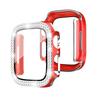 Adecuado para Apple Watch, carcasa protectora de diamantes de doble fila de dos colores, carcasa para Apple Watch 9/8/7, carcasa protectora integrada