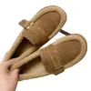 Mocasines Cálidos para Mujer para Usar Afuera 2025 Zapatos Planos Nuevos con Suela de Goma Zapatos Tipo Gorro de Invierno con Forro de Felpa de Una Sola Pierna Retro Gruesos de Algodón para Mujer