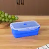Caja de almuerzo plegable de silicona de grado alimenticio creativa, resistente a altas temperaturas en microondas y horno, caja para mantener la frescura, suit de caja de almuerzo portátil para trabajadores de oficina