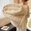Manta Jacquard de Lã de Cordeiro com Fleece de Algodão Macio Casa Quarto Colcha Espessa Dormitório Cobertor Macio Quente Transfronteiriço