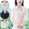 Camisa de Seda de Moda con Lunares de Temperamento para Mujer 2024 Nueva Primavera y Otoño Cubre Vientre Aspecto Adelgazante Estilo Seda de Morera Camisa de Manga Larga