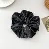 Goma de pelo scrunchie de satén coreana con pedrería y diseño estrellado, elegante y de alta gama, accesorio para el cabello de tela para mujer