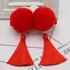 Novo ano infantil grampo de cabelo com franja de bola de pelo vermelha para Hanfu acessórios de vestuário de performance fábrica direta venda quente Novo