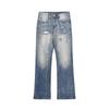 Jeans Rasgados Degradados Estilo Americano Vibe High Street Sentido del Diseño Marca de Moda Pantalones Pantalones Rectos Sueltos de Pierna Ancha para Hombre