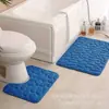 Alfombrilla de Baño en Forma de U Transfronteriza Juego de 2 Piezas con Relieve de Guijarros, Alfombrilla de Piso de Baño de Color Sólido, Alfombra Absorbente Antideslizante de Coral