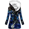 Gabardina para Mujer, Estilo Europeo y Americano, Abrigo con Capucha Engrosado de Invierno con Estampado de Copos de Nieve 3D, Venta al por Mayor, Corte Ajustado para Figuras Petite