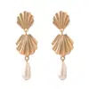 Pendientes Transfronterizos Estilo Vacacional Nueva Moda Marina Aleación Concha Imitación Perla Gota de Agua Colgante Sencillos Versátiles
