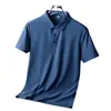 Camiseta Polo de Seda Hielo Sin Costuras Verano para Hombre Manga Corta Cuello Camisero Tendencia Marca Camiseta Polo Alta Calidad