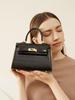Bolsas 2026 Primavera y Verano Nuevo Estilo Bolsas de Piel Genuina para Mujer, Bolsos Cruzados de Lujo Ligero, Bolso Kelly con Patrón de Cocodrilo, Bolso Pequeño de Piel de Vaca