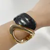 Joias Yongge Estilo Europeu e Americano Esmalte Preto e Branco Bracelete Largo Aberto de Liga, Bracelete Transfronteiriço Geométrico de Alta Qualidade