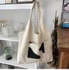 Bolso de mano estilo japonés estilo perezoso, artístico, sencillo, de gran capacidad, estilo coreano, bolso de hombro de lona para mujer, estudiante universitaria