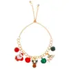 Pulseiras de Natal Europeias e Americanas Transfronteiriças, apresentando sinos, flocos de neve, Papai Noel, renas e bonecos de gengibre, com design de contas de cordão ajustável
