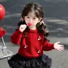 2026 Novo Suéter de Cogumelo Espesso Estilo Coreano para Meninas Inverno Novo Camada de Base Estilosa Infantil Roupa Infantil Dropshipping Tendência