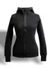 Moletom com Capuz Preto Slim Fit Jaqueta Curta Feminina Outono Inicial Casual Roupa Esportiva Fitness Yoga Top