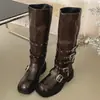 Botas de tacón grueso estilo western, de alta gama, retro, botas largas para mujer, nueva colección de otoño 2026, diseñadas para mujeres petite para parecer más altas, botas de montar