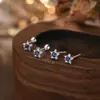 Pendientes de Estrella de Cinco Puntas con Diseño de Nicho de Plata de Ley S999 Pendientes con Cierre de Rosca para Mujeres que No Necesitan Quitárselos al Dormir