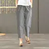 Pantalones de Algodón Tipo Mom Verano 2026 para Mujeres de Mediana Edad y Mayores, Pantalones Cropped de Cuadros, Pantalones Harem de Mediana Edad, Pantalones Casuales Estampados para Mujer