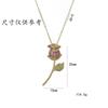 Collar para Mujer Celebridad de Internet Nuevo Diseño Zircón Colorido Chapado en Oro Collar Tulipán Rosa Colgante de Moda para Mujer
