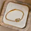Pulsera cuadrada de mariposa con circonita chapada en oro real de 18k, pulsera con cierre de lujo ligero transfronterizo, joyería de alta gama nicho para mujer