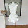 "Conjunto Flor Branca 2.0" Camisa e Saia de Liocel para Mulheres, Verão, Conjunto Branco Leite com Etiquetas